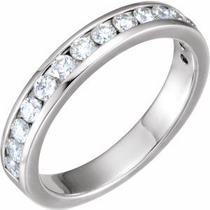 14k white 5/8 ctw diamond band for 7.4 & 8.2 mm round engagement ring