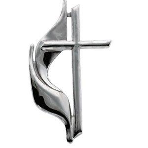 14k white 30x17 mm methodist cross lapel pin