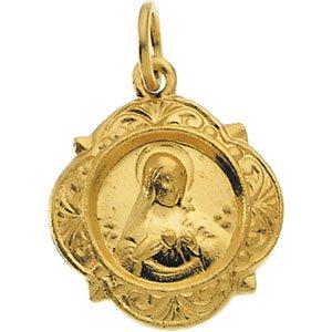 14k yellow 12.14x12.09 mm immaculate heart of mary medal