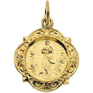 14k yellow 12x12 mm our lady of assumption medal