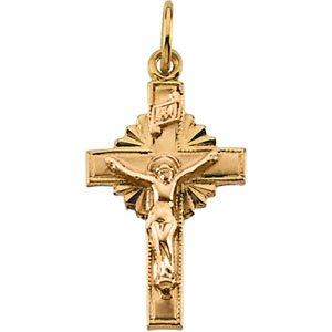 14k yellow 15x10 mm hollow crucifix pendant