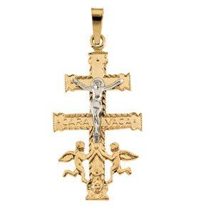 14k yellow/white 25x16 mm cara vaca crucifix pendant