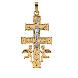 14k yellow/white 40x24 mm cara vaca crucifix pendant