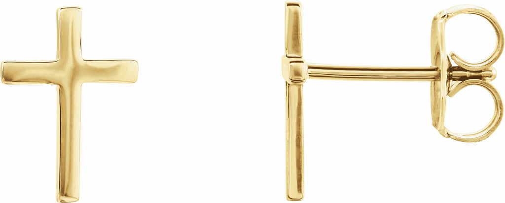 14k yellow 10 mm cross earrings