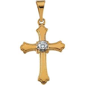 14k yellow diamond cross pendant