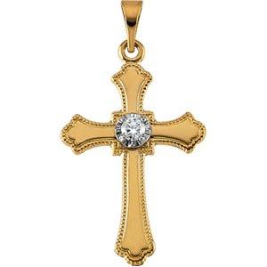 14k yellow diamond cross pendant