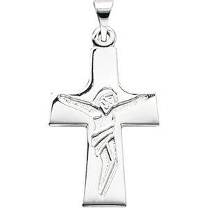 14k white 23x16 mm crucifix pendant