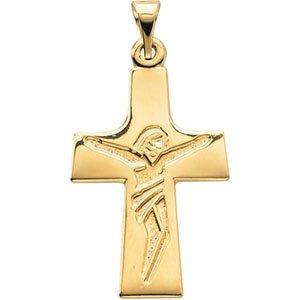 14k yellow 23x16 mm crucifix pendant