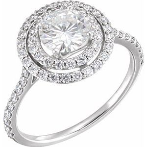 14k white 6.5 mm round forever  created moissanite & 5/8 ctw diamond ring