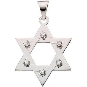 14k white .06 ctw diamond star of david pendant 