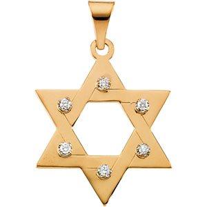 14k yellow .06 ctw diamond star of david pendant 