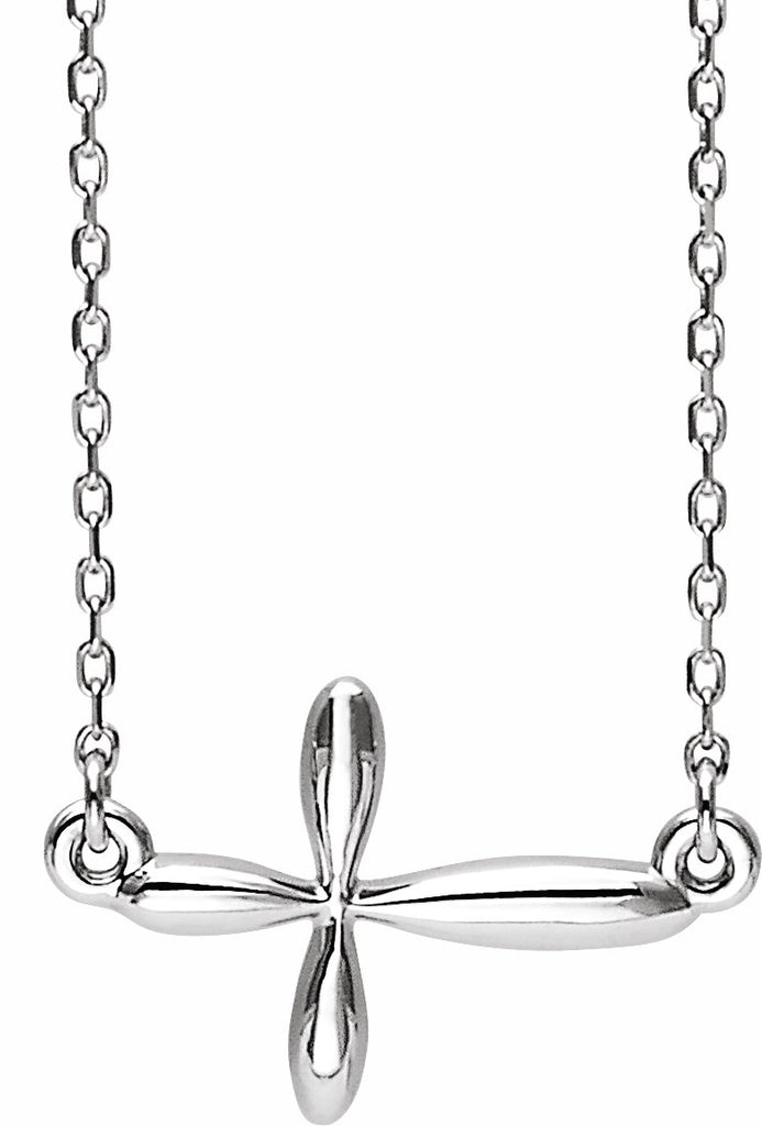 sterling silver sideways cross 16-18" necklace