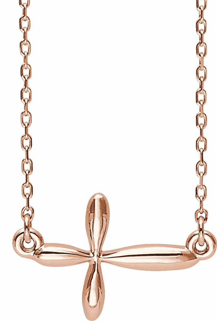 14k rose sideways cross 16-18" necklace