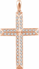 14k rose 1 ctw diamond cross pendant