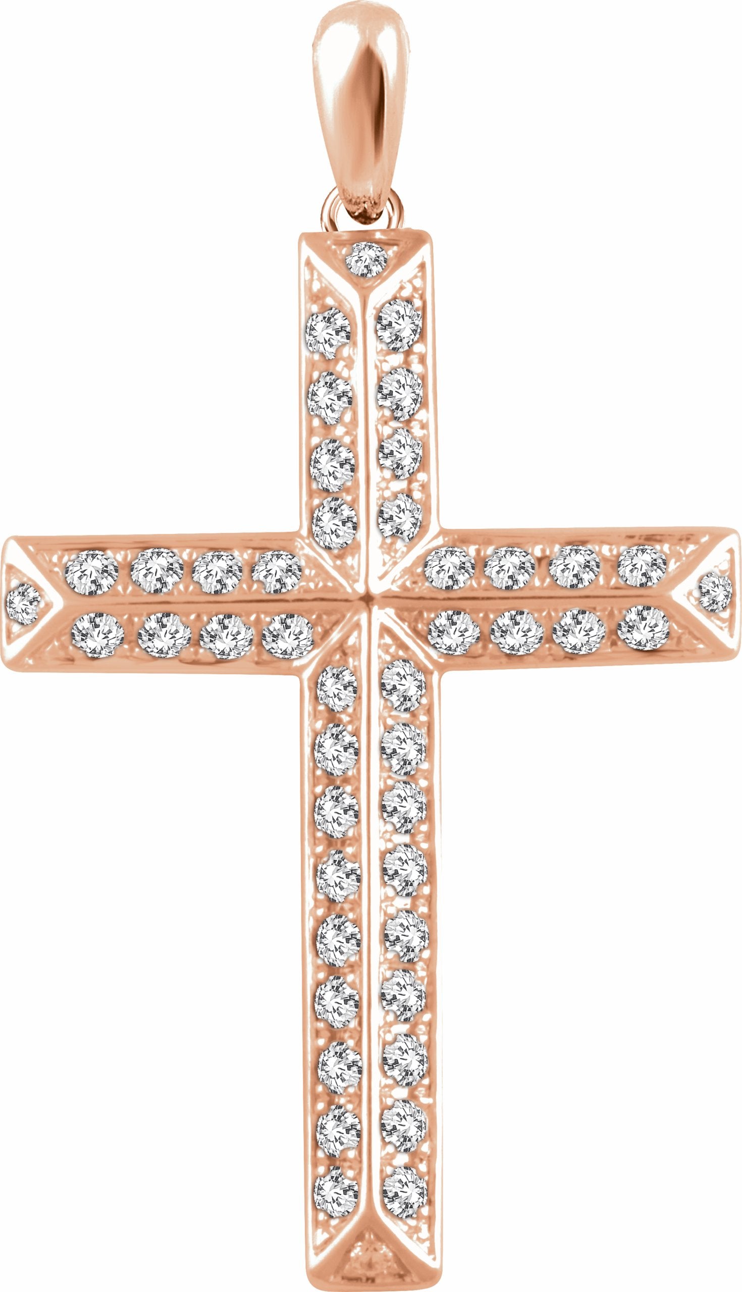 14k rose 1 ctw diamond cross pendant