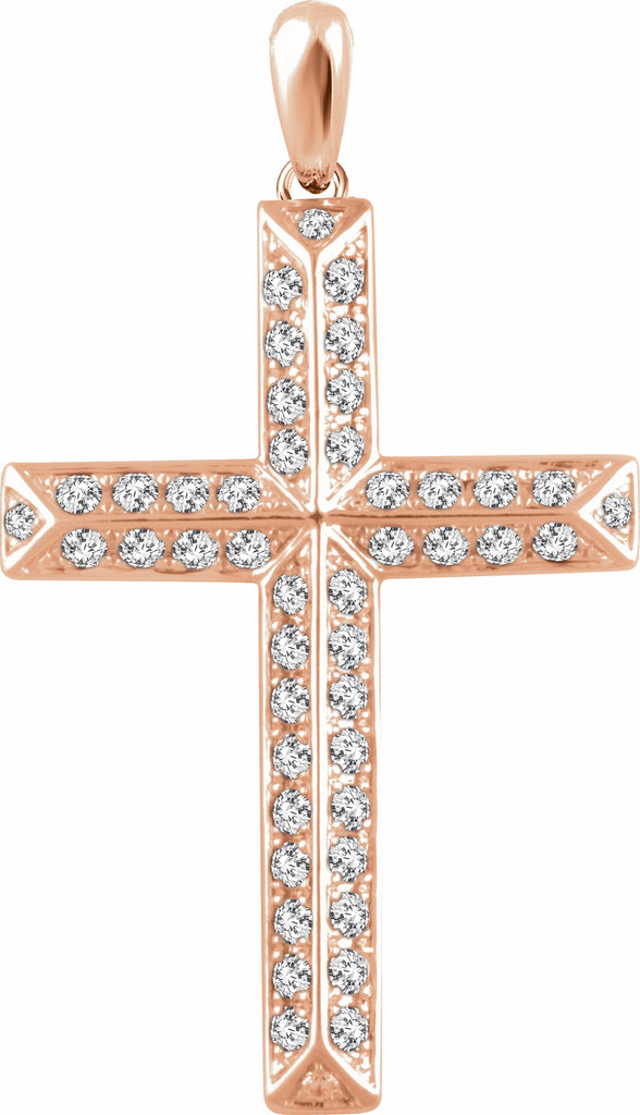 14k rose 1 ctw diamond cross pendant