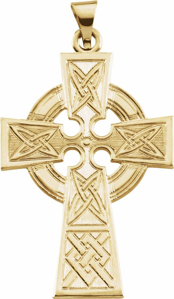 14k yellow celtic-inspired cross pendant  
