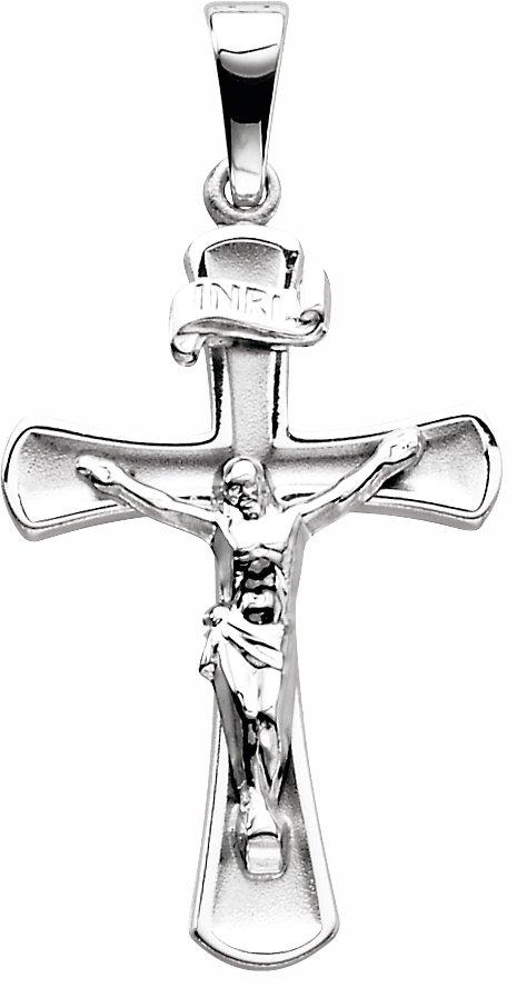 14k white 24x16 mm crucifix pendant