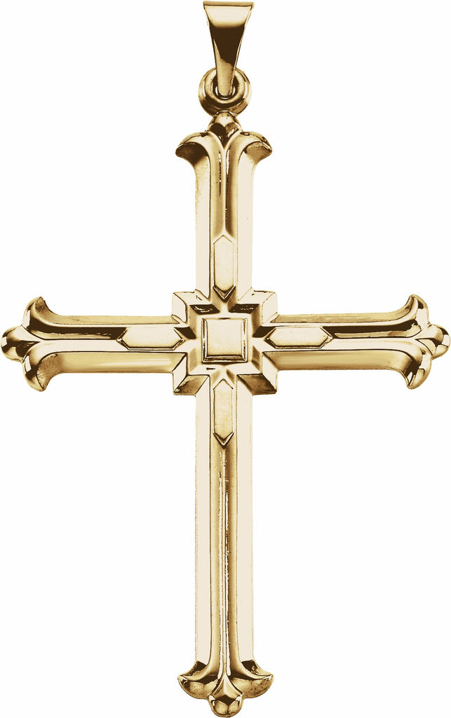 14k yellow 42.5x31.5 mm cross pendant