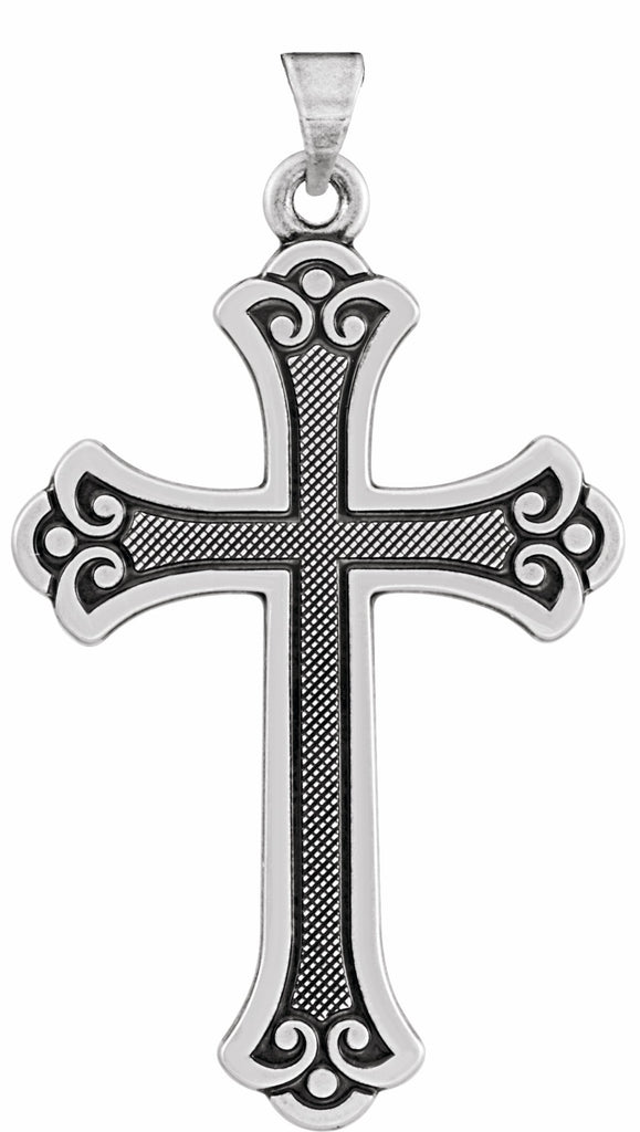 14k white cross pendant