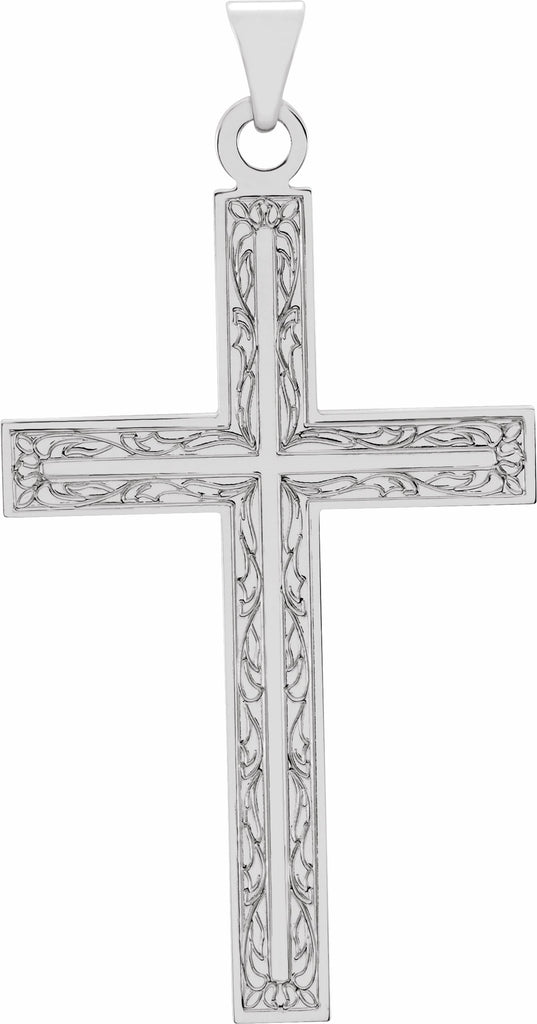 14k white cross pendant 