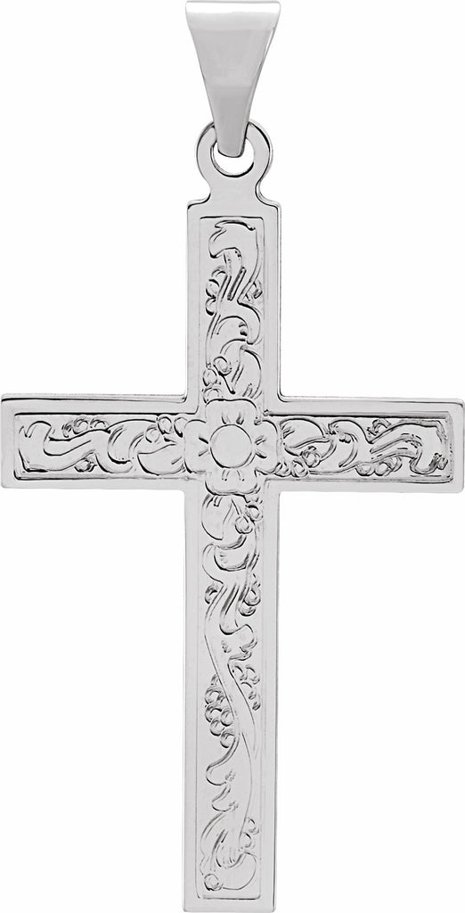 14k white cross pendant 