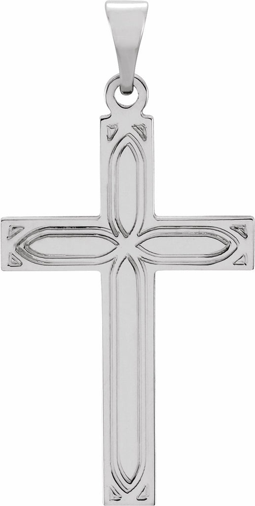 14k white 22x14 mm cross pendant 