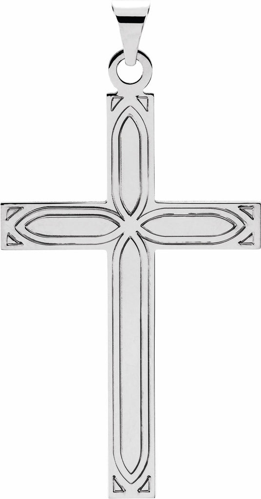 14k white 39x25 mm cross pendant 