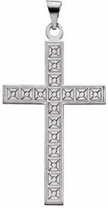 14k white 39x25 mm geometric cross pendant