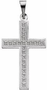 14k white 22x14 mm geometric cross pendant