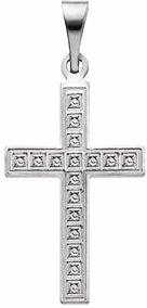 14k white 18x12 mm geometric cross pendant