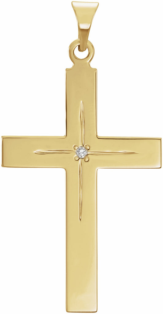 14k yellow diamond cross pendant 