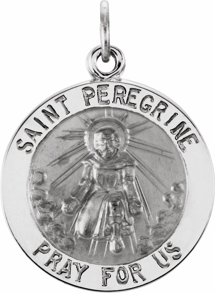 14k white 18 mm round st. peregrine medal