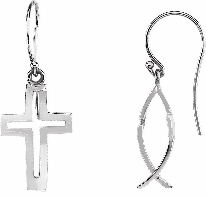 14k white crossfishâ„¢ earrings 