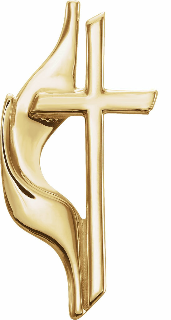 14k yellow 19x10 mm methodist cross lapel pin