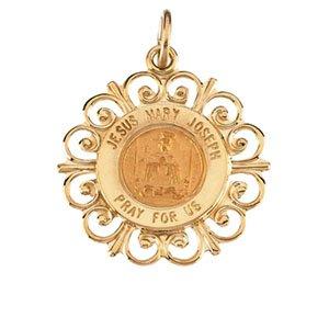 14k yellow 18.5 mm altagracia holy family pendant medal