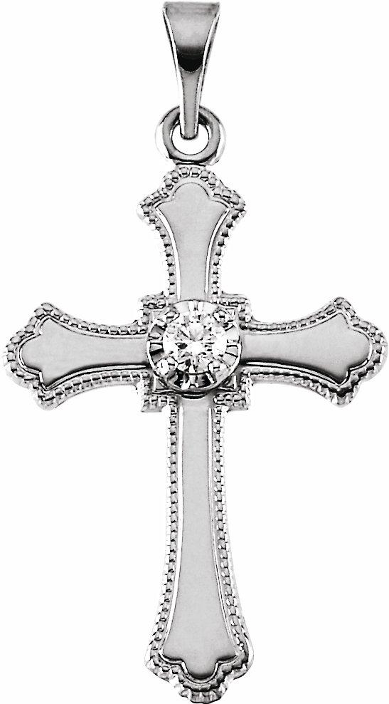 14k white diamond cross pendant