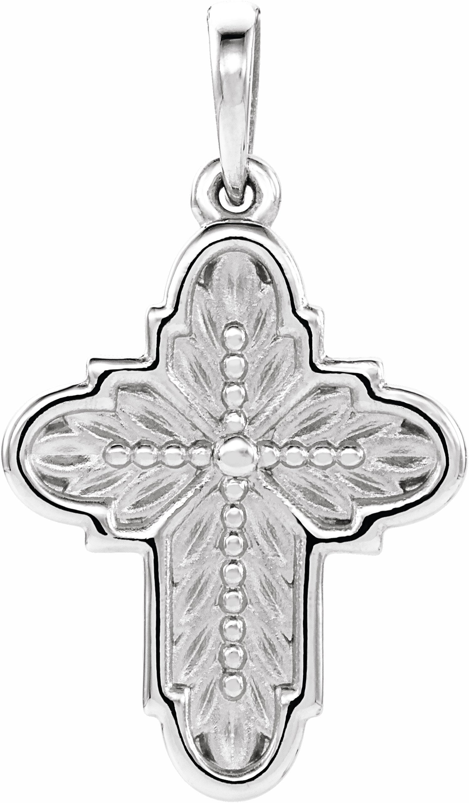 sterling silver 19x13.7 mm ornate leaf cross pendant