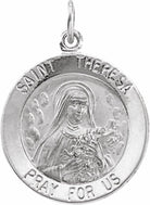 sterling silver 18 mm round st. theresa 18" necklace