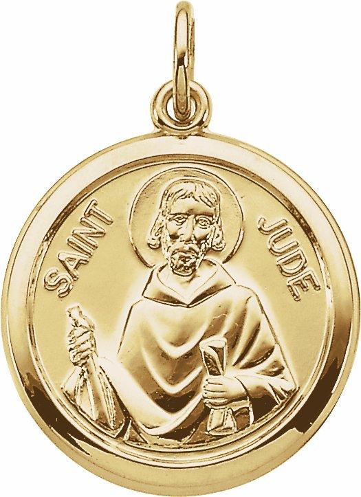 14k yellow 15 mm st. jude thaddeus pendant