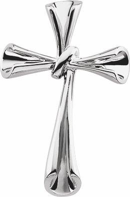 14k white cross pendant