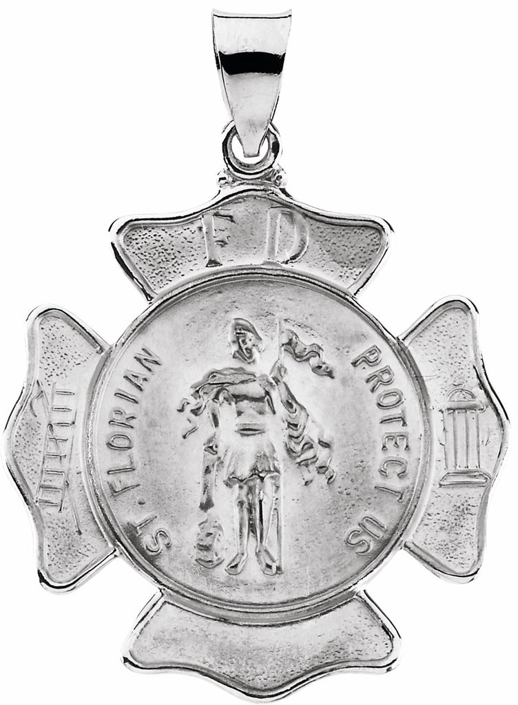 14k white 25 mm hollow st. florian medal