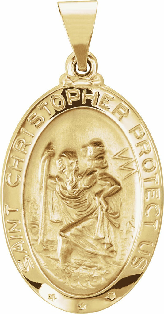 14k yellow 23.5x16 mm oval hollow st. christopher medal