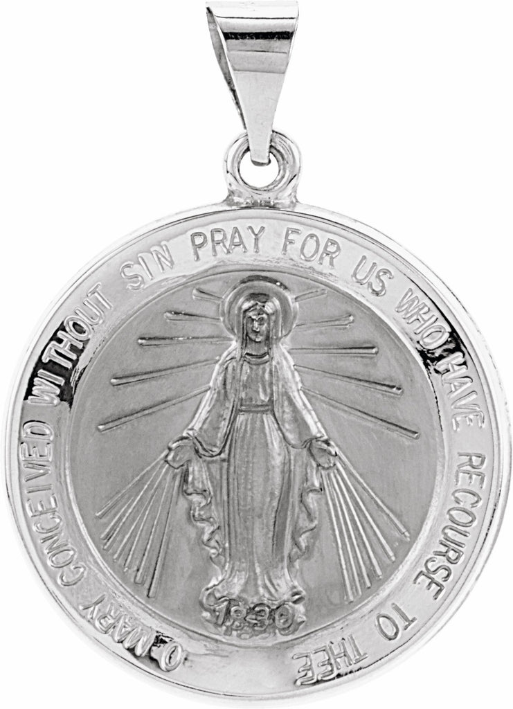 14k white 22 mm hollow round miraculous medal