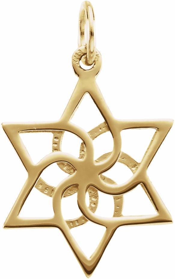 14k yellow 16.5x14.75 mm star of david pendant