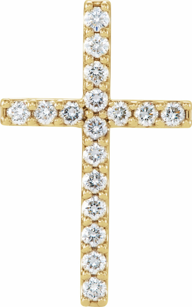 14k yellow 1/2 ctw petite diamond cross pendant