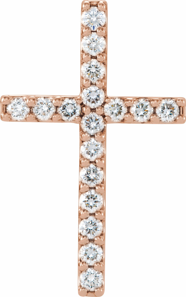 14k rose 1/2 ctw petite diamond cross pendant