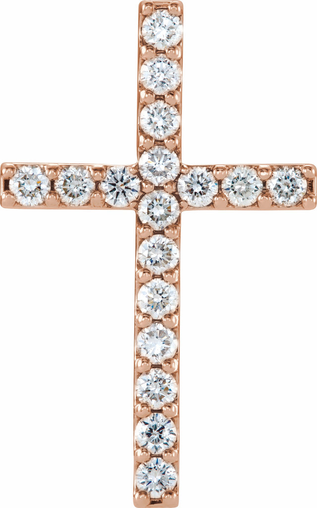 14k rose 1 ctw petite diamond cross pendant