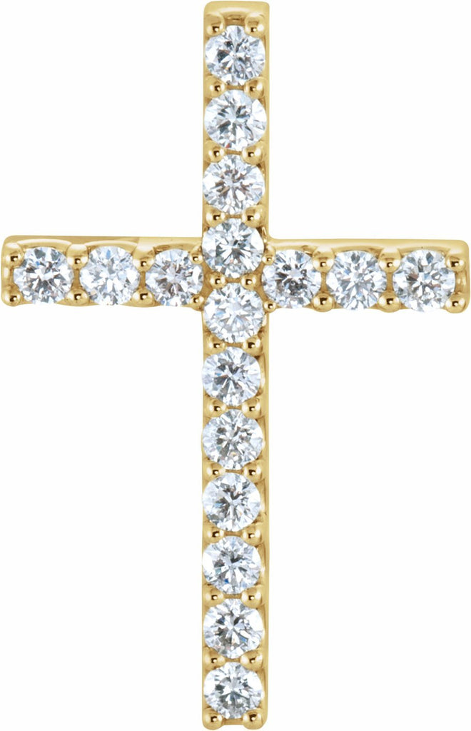 14k yellow 5/8 ctw diamond cross pendant