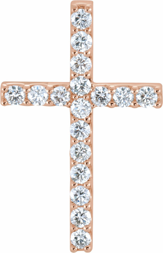 14k rose 5/8 ctw diamond cross pendant